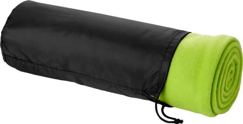 Huggy fleece plaid blanket with carry pouch
