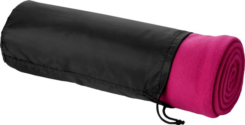 Huggy fleece plaid blanket with carry pouch