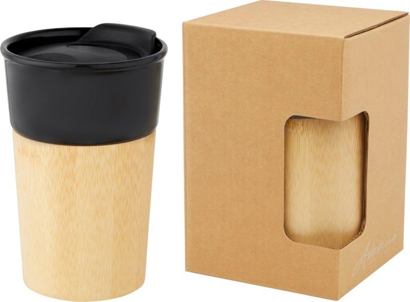 Pereira 320 ml porcelain mug with bamboo outer wall
