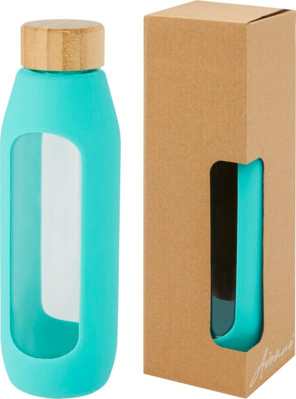 Tidan 600 ml borosilicate glass bottle with silicone grip