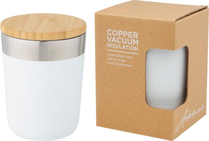 Lagan 300 ml copper vacuum insulated stainless steel tumbler with bamboo lid