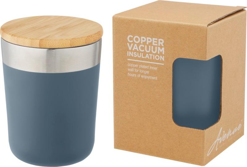 Lagan 300 ml copper vacuum insulated stainless steel tumbler with bamboo lid