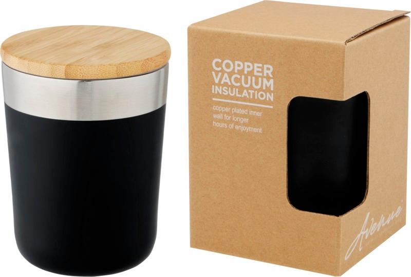 Lagan 300 ml copper vacuum insulated stainless steel tumbler with bamboo lid