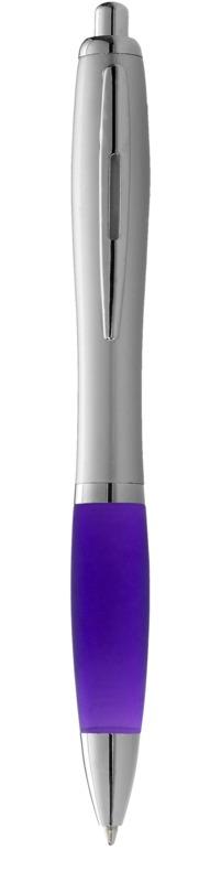 Nash ballpoint pen with silver barrel and coloured grip