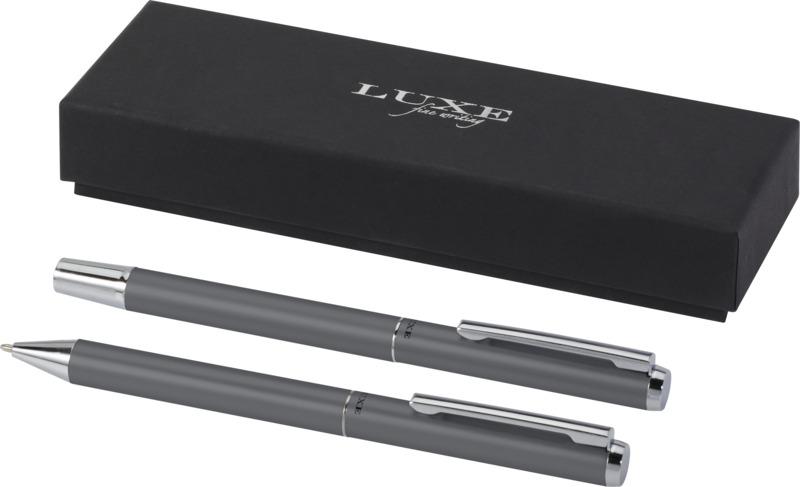 Lucetto recycled aluminium ballpoint and rollerball pen gift set