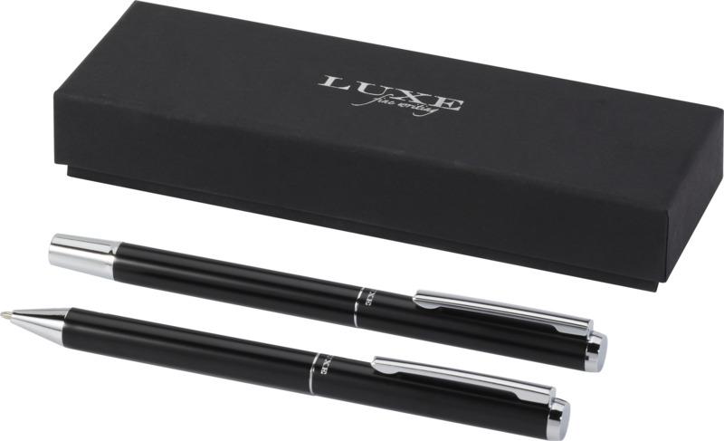 Lucetto recycled aluminium ballpoint and rollerball pen gift set