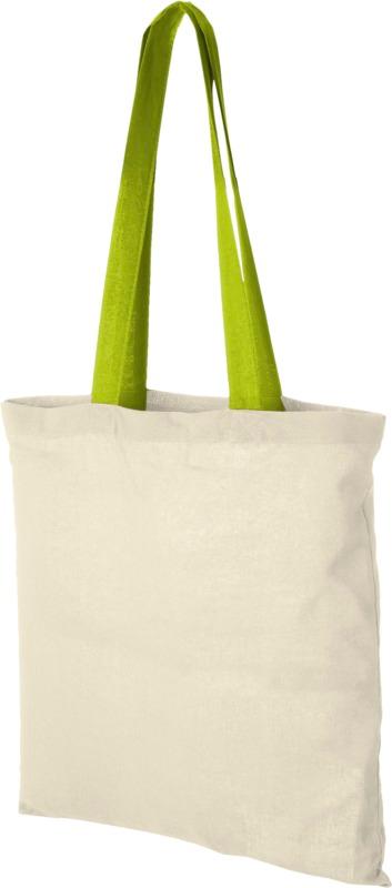 Nevada 100 g/m² cotton tote bag coloured handles 7L