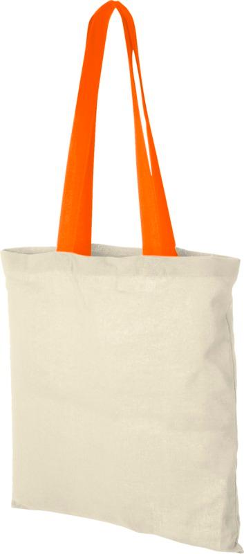 Nevada 100 g/m² cotton tote bag coloured handles 7L