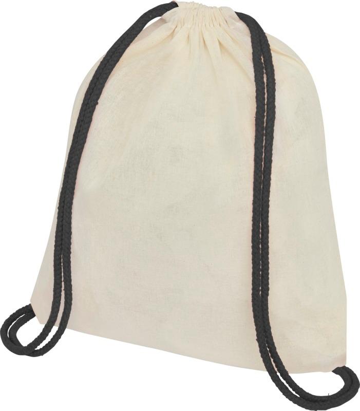 Oregon 100 g/m² cotton drawstring bag with coloured cords 5L