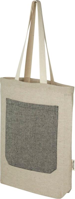 Pheebs 150 g/m² recycled cotton tote bag with front pocket 9L
