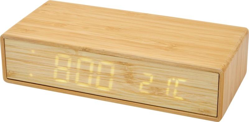 Minata bamboo wireless charger with clock