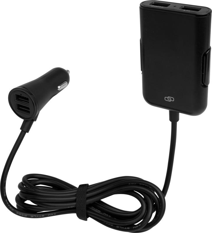 Pilot dual car charger with QC 3.0 dual back seat extended charger