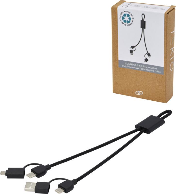 Connect 6-in-1 RCS recycled aluminium 45W quick charge & data transfer cable