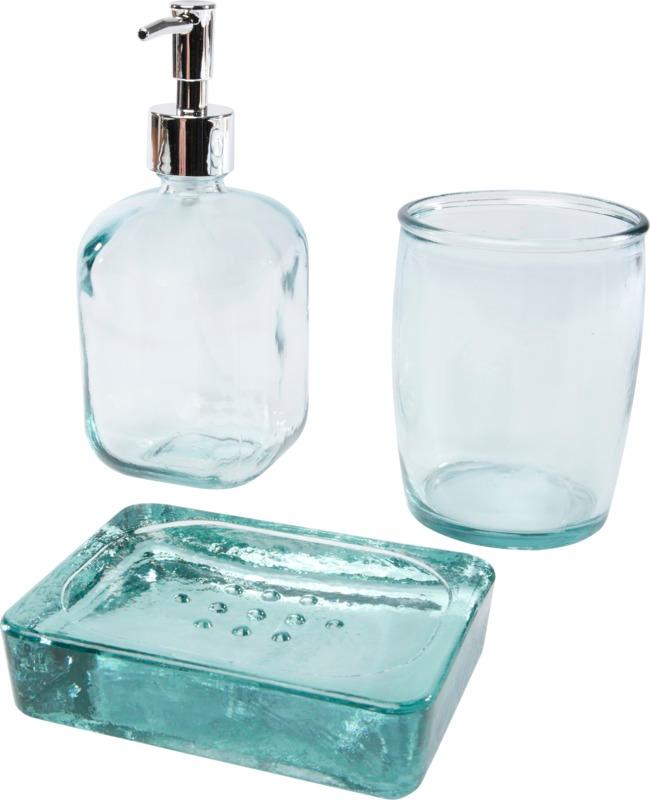 Jabony 3-piece recycled glass bathroom set