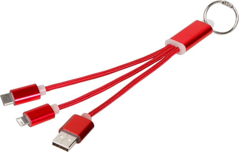 Metal 3-in-1 charging cable with keychain